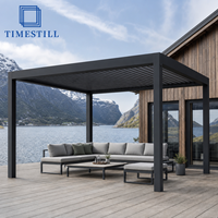 Pergola motorisée TIMESTILL en alliage d'aluminium rétractable à lames orientables 3x3, imperméable et résistante à la corrosion, avec structure thermolaquée