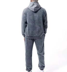 Vente en gros de survêtements personnalisés délavés à l'acide pour hommes à capuche à manches longues avec un design personnalisé et un style Hip Hop - Product Image 3