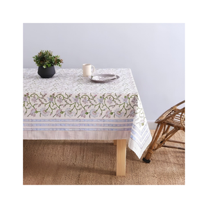 Golden Vine Border <b>Table</b> <b>Cover</b> Striped Edge Classic <b>Dining</b> Linen for Hotels Restaurants Bulk Orders Custom Production India - Product Image 2