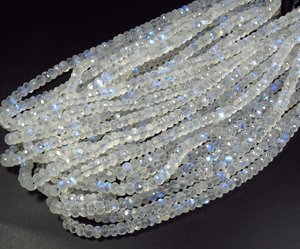 Rainbow Moonstone Faceted Cut Rondelle Beads 14 Strand Natural 6-7,5mm Gemas sueltas Cambio de color de Grado Superior encerado/engrasado - Product Image 6