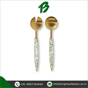 Juego para servir Torozzo con mango para bodas, fiestas, hoteles y restaurantes para ensalada disponible en color dorado a un precio razonable - Product Image 2