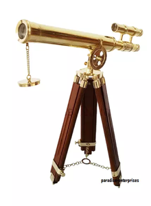 Telescopio de latón de doble barril marítimo antiguo de 18 pulgadas trípode plegable náutico tradicional para regalo de la India por precio de fabricante - Product Image 3
