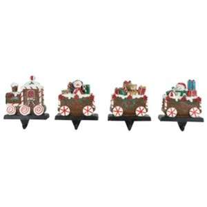 Santa Workshop <b>Christmas</b> <b>Stocking</b> <b>Holder</b> Metal Hook Stand Fireplace Mantel Decor train Holiday Display - Product Image 1