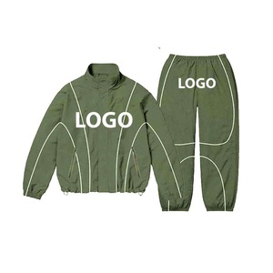 Hot Selling Unisex 2-Piece Training Jogging Windbreaker Tracksuit Hooded Zip Nylon <b>Jacket</b> Sweatpants for Men Unisex Windbreaker - Product Image 1
