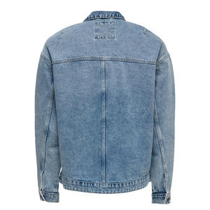 Chaqueta vaquera duradera azul claro para hombre, chaqueta vaquera para hombre con bolsillos en el pecho, chaqueta vaquera de gran tamaño para invierno - Product Image 4