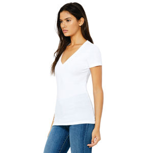 Airlume-Camiseta blanca de algodón peinado con cuello en V para mujer, camiseta de manga corta de 30 oz, 100% - Product Image 2