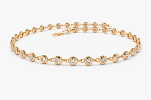 2.50 MM Round Cut Moissanite Diamond <b>Bracelet</b>, 18K <b>Gold</b> Plated Bezel Set <b>Bracelet</b> for Christmas Gift - Product Image 5