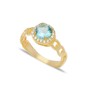 Gourmet diseño redondo Paraiba verde de piedra de Zircon anillo turco hecho a mano de la joyería de la plata esterlina 925 al por mayor - Product Image 1