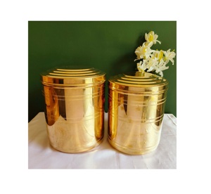 Recipiente de cocina de latón martillado elegante, caja de Metal pulido dorado para almacenamiento de especias de té y café - Product Image 6