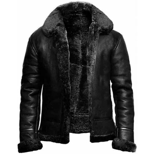 Chaqueta de Cuero de Oveja Hecha a Mano para Hombre con Forro de Piel de Cabra Aislante para Frío Extremo - Product Image 4