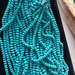 Cuentas facetadas Rondelle turquesa natural 5-7mm piedras preciosas azules hilo suelto suministro de joyería - Product Image 1