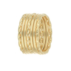 Anillo Del Pia de Lujo para Mujer, Venta al por Mayor, Alta Calidad, Siete Filas, Pulido, Oro Amarillo de 18K sobre Plata de Ley 925, Varios Tamaños - Product Image 1