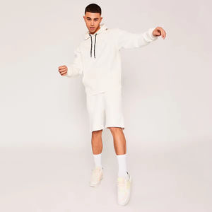 Sudadera con capucha de dos piezas con pantalones cortos de tela suave a juego, conjunto ideal para gimnasio de hombres, entrenamiento y Conjuntos Casuales con capucha y pantalones cortos - Product Image 3