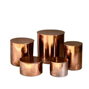 Candle Making Set of 5 Copper Plated Metal Candle <b>Jars</b> with Lid Best Selling Table Top Wedding Decor Candle Vessel - Product Image 1
