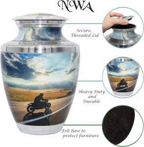Urna de cremación para amantes de la motocicleta con bolsas de terciopelo y grabado personalizado, urna funeraria para motociclistas (Grande) - Product Image 4