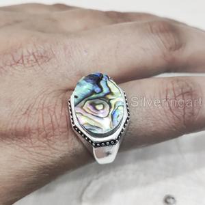 ผู้ค้าส่งบุรุษแหวนหอยเป๋าฮื้อธรรมชาติอัญมณีแหวน Birthstone ทุกขนาดอาหรับเครื่องประดับคริสต์มาสแหวนเงิน 925 - Product Image 4