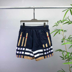 Pantalones Cortos Sólidos Azul Marino para Hombre, Cintura Elástica Media, Cierre con Cordón, Casuales, Transpirables, de Poliéster/Algodón, de Secado Rápido, con Bolsillo - Product Image 1
