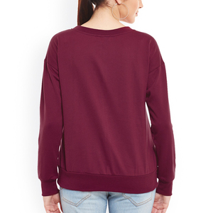 2025 Sudadera de cuello redondo de Invierno para mujer de alta calidad al por mayor 100% algodón ecológico transpirable logotipo personalizado sudadera de mujer - Product Image 3
