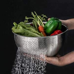 Bol égouttoir en acier inoxydable, écologique et polyvalent, pour laver le riz, égoutter, nettoyer et rincer les fruits et légumes - Product Image 4