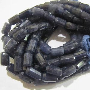 Cuentas de Piedras Preciosas de Iolita Natural de Alta Calidad, Forma de Tubo, Nugget, Pulido, Azul, de 8x12mm a 9x14mm, 10 Pulgadas - Product Image 1