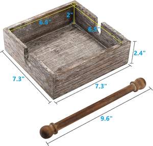 Paquete de 2 servilleteros de madera, servilletero plano de madera con barra central, brazo ponderado, servilletero de mesa rústico cuadrado - Product Image 2