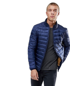 Chaqueta Acolchada Personalizada para Hombre, Estilo Urbano, con Parches de Pana en los Hombros, Capucha, Tela de Lona, Logotipo Frontal, Cremallera, para Invierno - Product Image 1