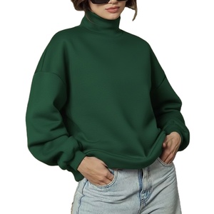 Sudadera Larga de Invierno para Mujer, de Algodón y Felpa, con Cuello Alto Simulado, Bordada, Holgada - Product Image 1