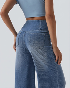 <span class=keywords><strong>Jeans</strong></span> da Donna di Alta Qualità a Vita Alta <span class=keywords><strong>con</strong></span> Controllo Pancia, Gamba Larga, Alta Elasticità e Tasche per Uscite Casual - Product Image 4