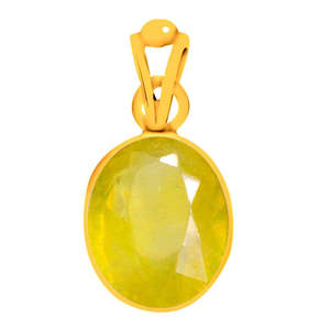 Pendentif en saphir jaune naturel certifié Pukhraj, serti avec technologie d'incrustation, achetez maintenant ! - Product Image 1