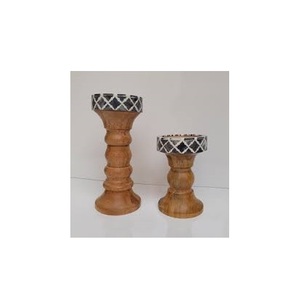 Bone Inlay Candle Holder New Look Stainless Steel and Bone Inlay Candle Pillar for Best Selling for Home Decorate - Product Image 2