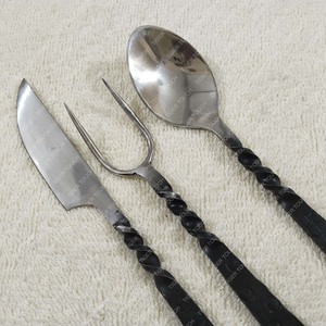 Juego de cubiertos medievales forjados a mano Cubiertos rústicos forjados a mano - Product Image 5