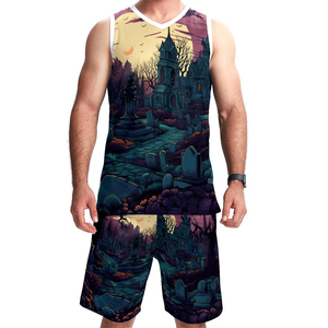 Ensemble de maillots de basket-ball d'équipe personnalisés et respirants vêtements de sport en polyester à séchage rapide avec numéros imprimés sans manches - Product Image 1