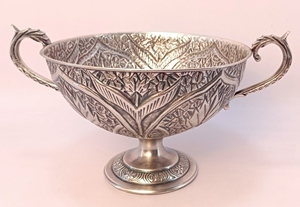 Cuenco antiguo de latón plateado personalizado, cuenco de 3 pies con acabado antiguo plateado - Product Image 5