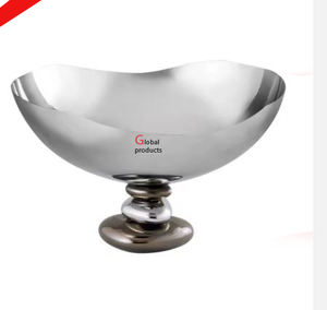 Cuenco para servir de acero inoxidable y metal con acabado plateado de aspecto brillante para restaurante y bar de hotel - Product Image 1