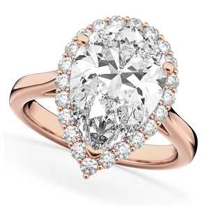 Anillo de Compromiso de Oro Rosa de 14K con Diamante en Forma de Pera de 4.69ct y Halo - Product Image 2