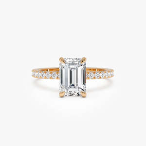 Anillo de Oro de 14K con Diamante Cultivado en Laboratorio, Corte Esmeralda, Halo Oculto, 2.45 Ctw, Color E-F, Claridad VS, Certificado IGI, para Novia - Product Image 3