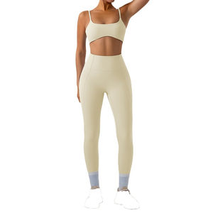 Women's 7-Piece Eco-Friendly Gym <b>Sets</b> Quick-Drying Yoga <b>Top</b> & <b>Leggings</b> with Solid Pattern Front Logo Breathable for Training - Product Image 5