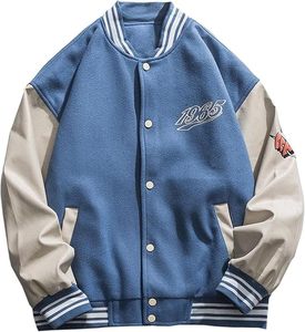 Hommes Axel Foley Detroit Beverly Hills Cop Eddie Murphy - Lions Wool Varsity Bomber Baseball Jacket - Product Image 1