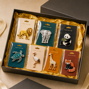 Pins Esmaltados Personalizados de Animales Salvajes: León, Elefante, Panda, Tortuga Marina, Grulla, Jirafa, Panda Rojo, Insignias Metálicas - Product Image 2