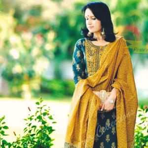 ชุดสูทคุณภาพพรีเมี่ยมสำหรับผู้หญิงผ้าคอตตอนแท้ปักลายสไตล์อินเดีย - Product Image 1