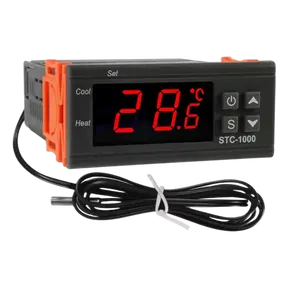 Controlador de Temperatura Digital Termostato 110V 1M Sensor impermeável Aquecimento Refrigeração LED Temp Control Relé