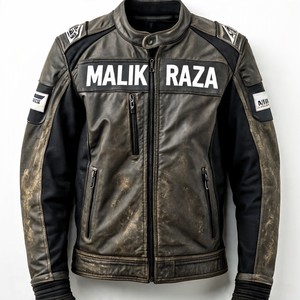 Vintage Washed Cowhide Leather Biker Jacket | Custom Printing & <b>Patches</b> | Factory Direct - Product Image 1
