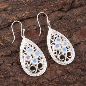 Milky <b>Opal</b> Gemstone 925 Sterling Silver Gold Plated <b>Stud</b> <b>Earrings</b> IGI Certified Elegant Anniversary Gift for Women - Product Image 3