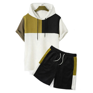 2025 haute qualité Logo personnalisé hommes été ensembles courts motif solide t-shirt et short grande taille survêtements - Product Image 1