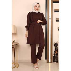 ชุดลำลองผ้าลินินคอตตอน 2 ชิ้น ยี่ห้อ Inci สำหรับผู้หญิง ไซส์ XS เสื้อและกางเกงขายาว ชุดกีฬาทอผ้าสำหรับฤดูใบไม้ร่วง ทรงหลวม - Product Image 3