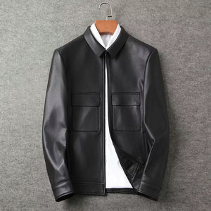 Veste en cuir vieilli de style tendance, veste en cuir d'agneau véritable pour hommes, vestes en cuir pour hommes - Product Image 6