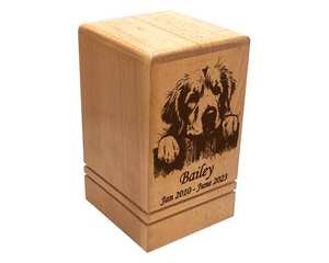 Golden Retriever Dog Memorial <b>Pet</b> <b>Urn</b> Cremation <b>Urn</b> Golden Photo <b>Urn</b> with Custom Engraving - Product Image 2