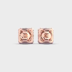 Pendientes de diamante cultivado en laboratorio con corte Asscher, cuadrados, de cuatro puntas, en oro blanco/rosa/amarillo de 9 quilates. - Product Image 4