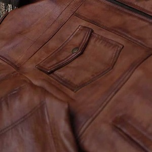 Veste à capuche en cuir vieilli motard en vente chaude meilleure vente grande taille vestes en cuir pour hommes à capuche veste en coton baggy vintage - Product Image 3