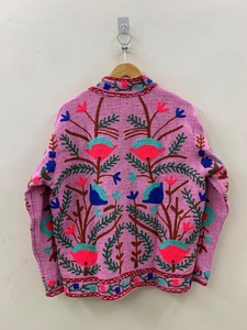 Tissu TNT rose Suzani Floral brodé Suzani Veste brodée TNT Manteau Suzani Manteau Vêtements d'extérieur - Product Image 3
